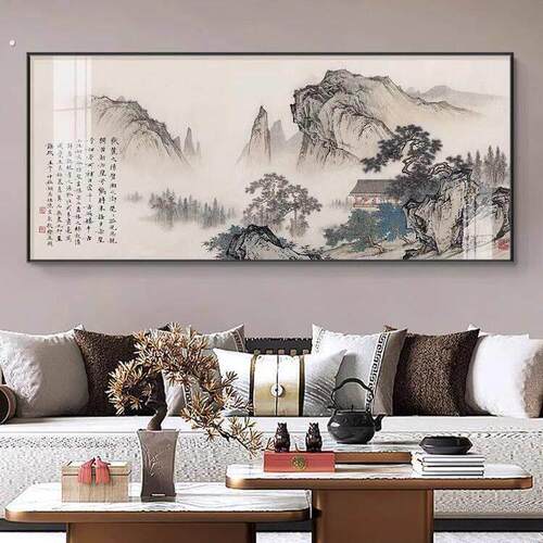 望云楼图国画客厅沙发背景墙装饰挂画办公室书房陈少梅名家山水画