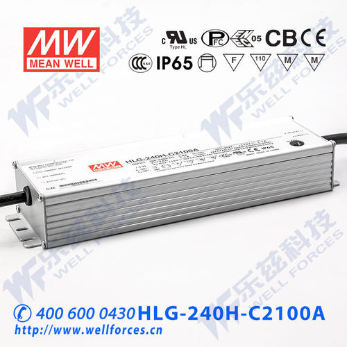 480W明纬2100mA恒流可调调光LED电源HLG-480H-C2100AB 114-229V
