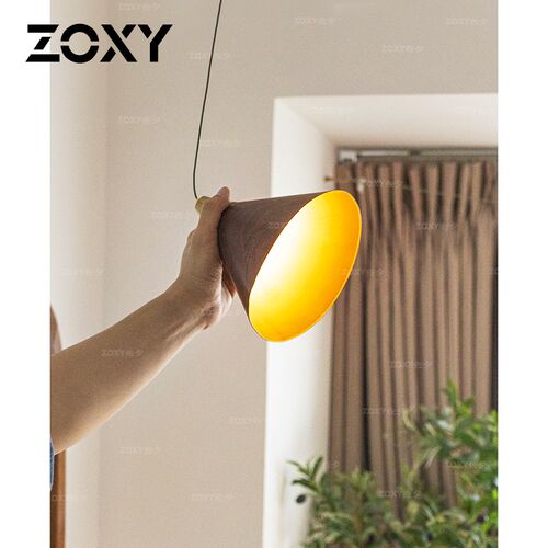 zoxy升降极简餐厅小吊灯卧室床头伸缩拉伸灯黑胡桃木色吧台玄关灯