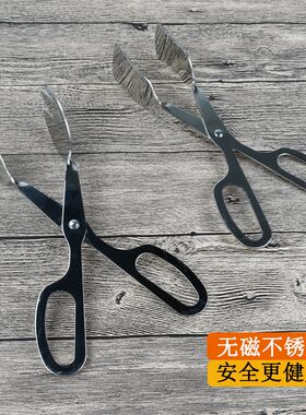 不锈钢食品夹加厚剪刀型烧烤夹防烫牛扒夹面包夹多用分菜夹子商用