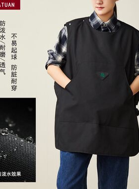 帆布防泼水罩衣餐饮咖啡火锅饭店加厚加棉工作服冬季保暖围裙男女