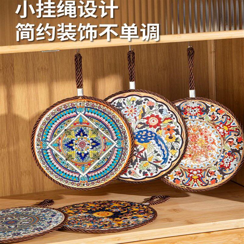 2025新款复古陶瓷软木隔热垫耐高温厨房餐桌垫砂锅隔热专用垫碗垫