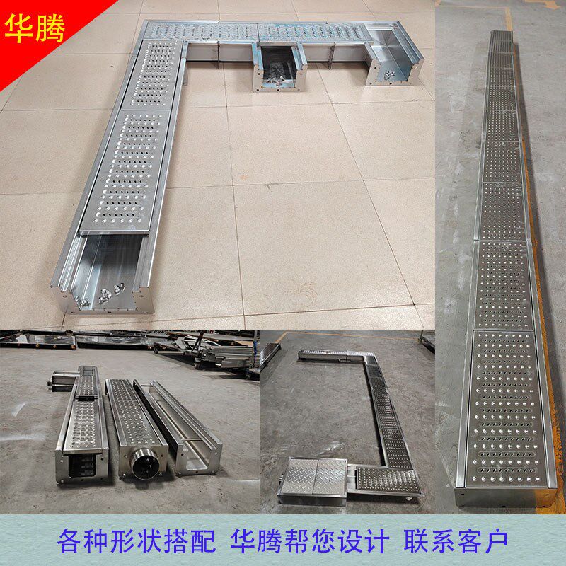 成品304不锈钢排水沟u型排水槽饭店厨房院明沟水沟地沟下水道沟槽
