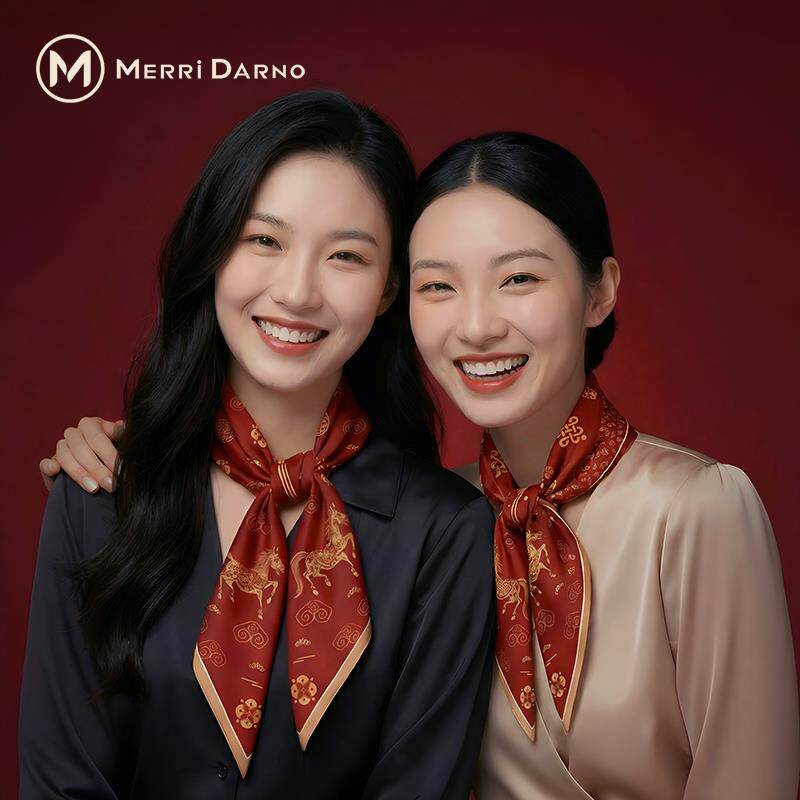 限定!马年本命年礼物女真丝丝巾红色方巾送妈妈闺蜜新年2026新款