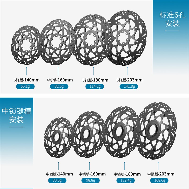 绿准公路自行车刹车碟片140/160/180mm六钉中锁超轻碳陶瓷碟刹盘