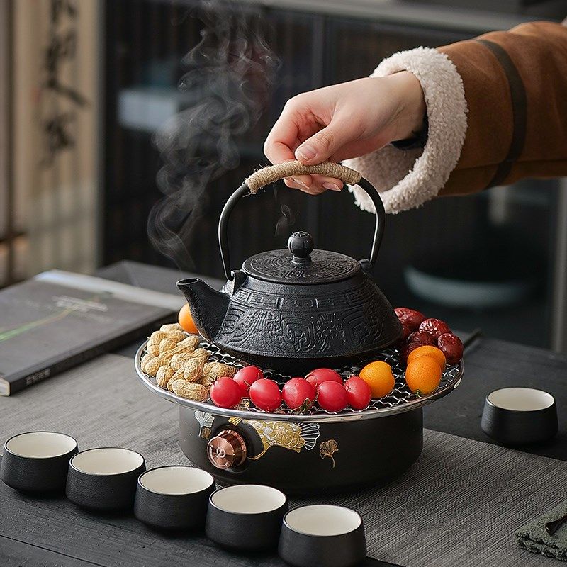 电陶炉铁壶煮茶壶烧水壶泡茶专用电陶炉老式铸铁茶壶围炉煮茶