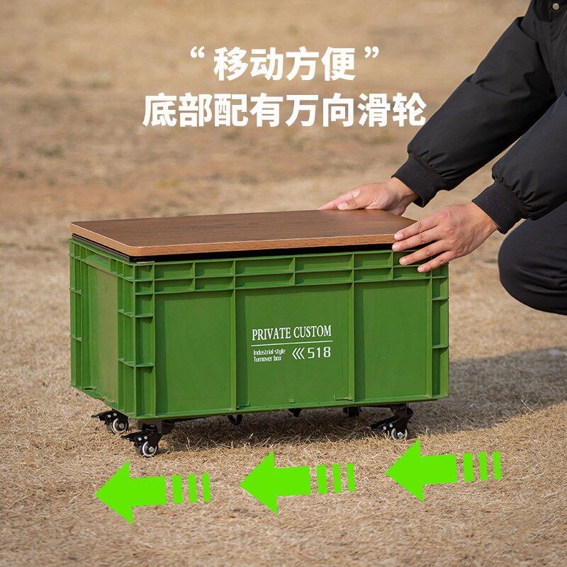 户外露营箱桌一体野营工业风周转箱置物架车载收纳箱整理箱子轮子