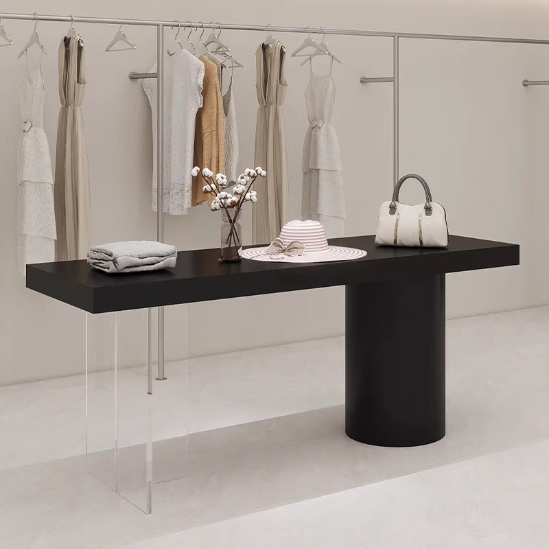 服装店中岛桌网红鞋店饰品流水台展示柜女装店中间摆放陈列桌黑色