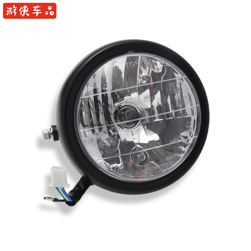 V咖GN游侠大脚怪复古摩托车改装前大灯5寸车头灯前照灯格栅网格