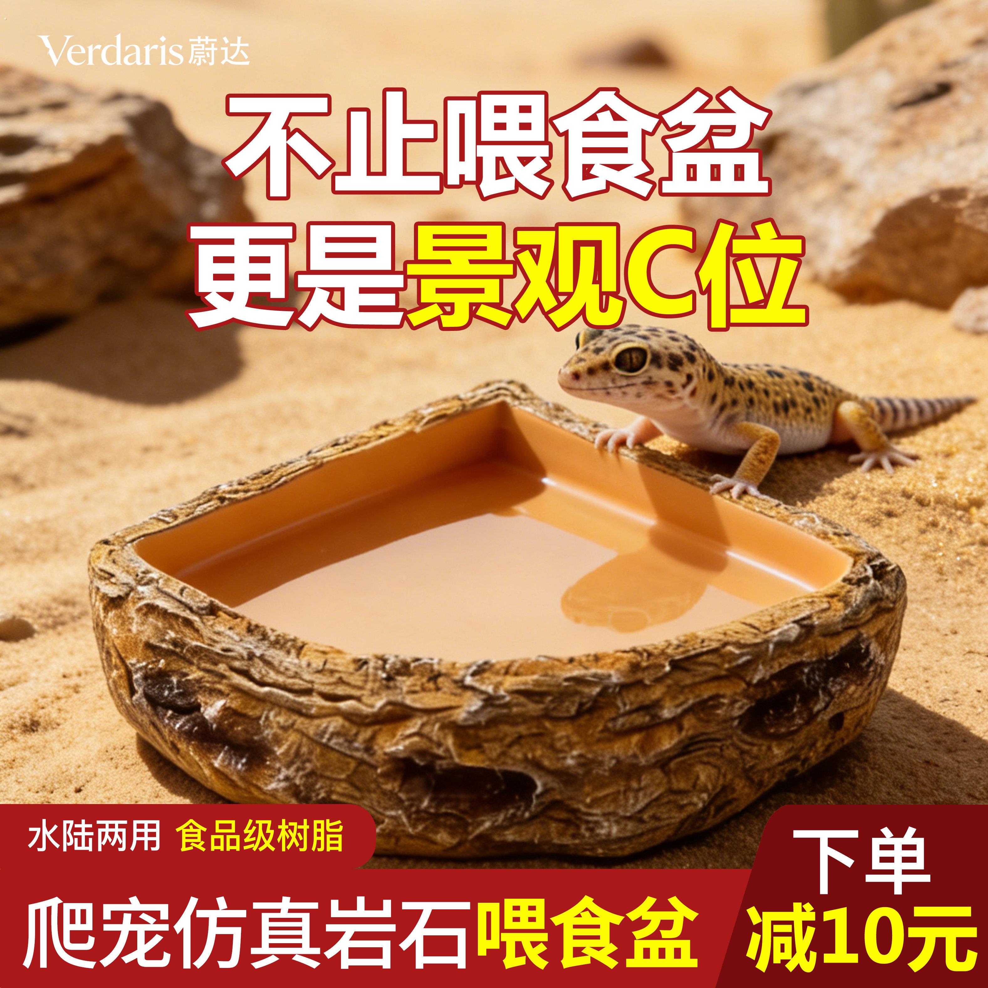 爬宠水盆扇形蜘蛛守宫蜥蜴角蛙喂食器树脂生态造景水盆三角碗