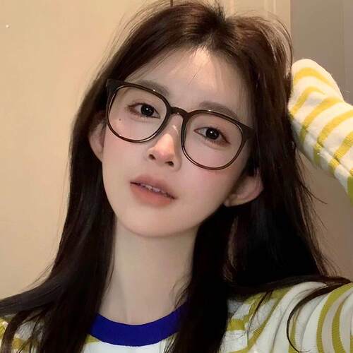 韩系冷茶色眼镜近视可配度数女素颜神器大框方圆脸适合眼睛框架