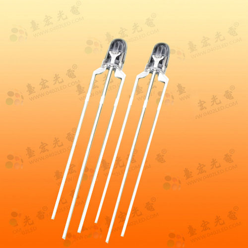 ∮3红翠绿共阳透明/银线3脚led双色直插LED发光二极管