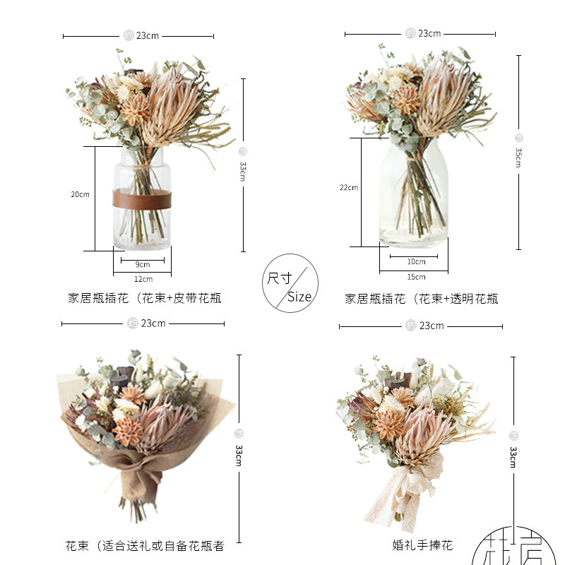 进口帝王公主班克木南非干花成品花束家庭办公室餐桌插花北欧ins