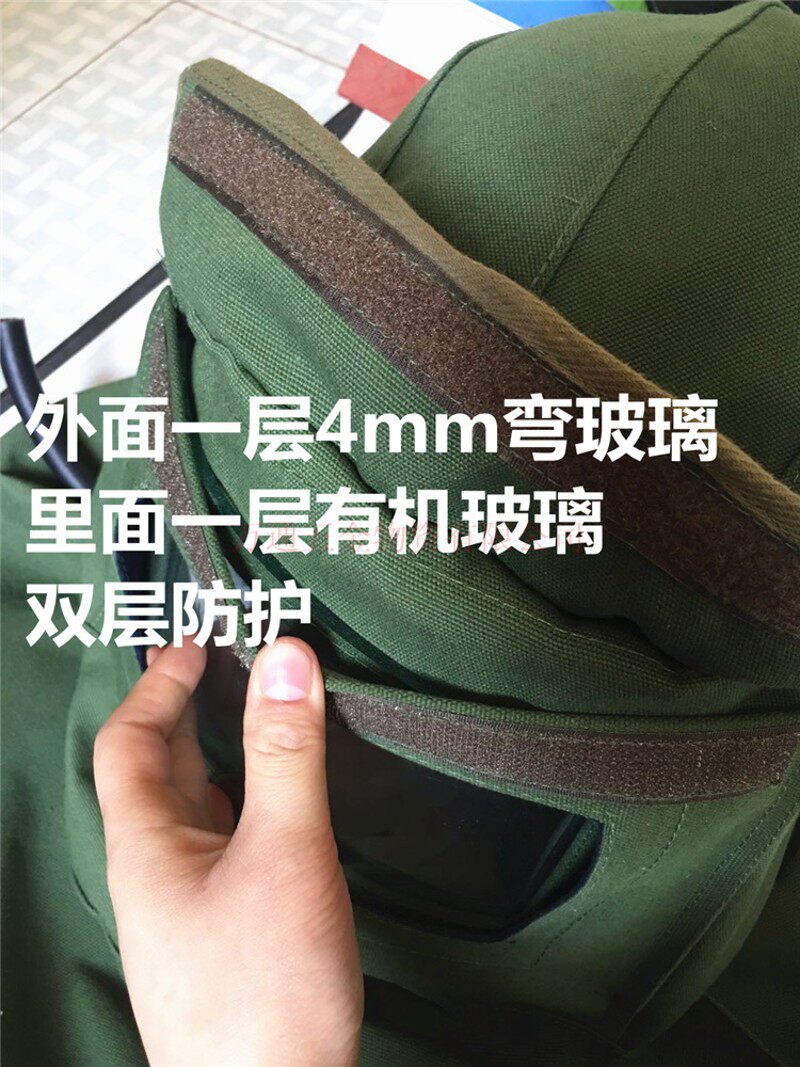 喷砂喷漆弯玻璃大头帽防溅风沙头套帽面罩风帽披肩帽打磨防尘船厂