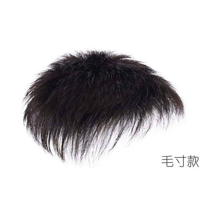 假发男士真发补发片男补发头发粘胶卡子遮盖白发假发秃顶假发片