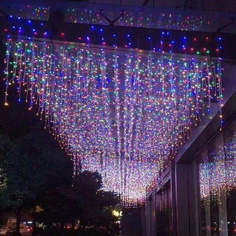 太阳能冰条灯LED户外24V防水小彩灯闪灯串灯满天星装饰窗帘灯瀑布