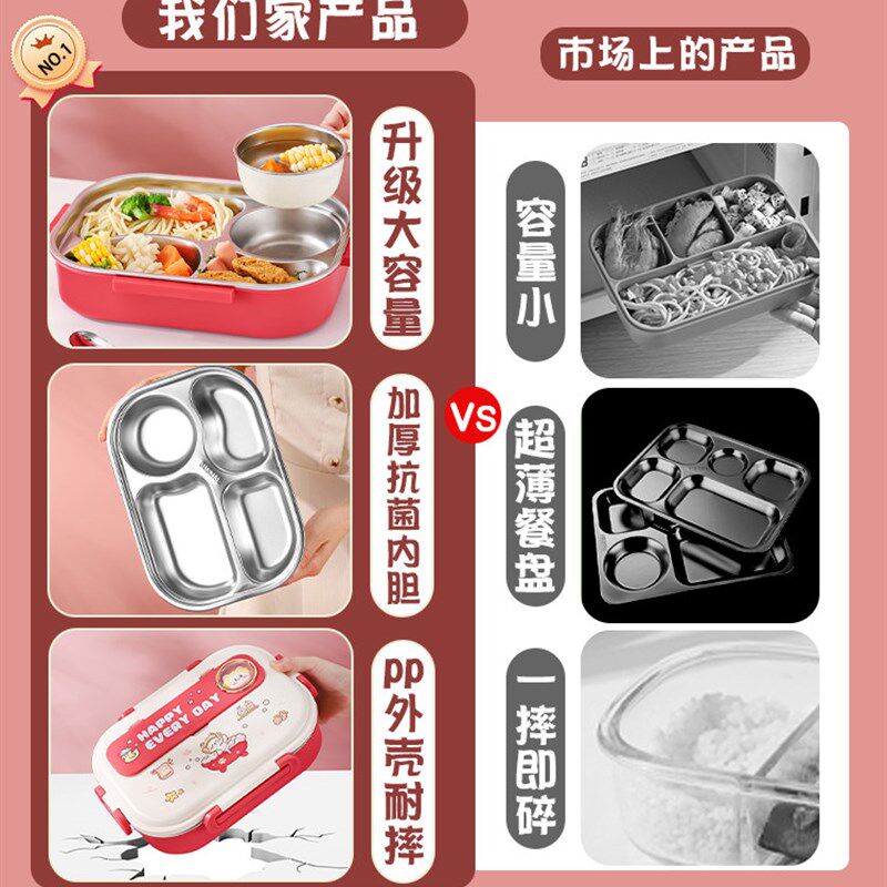 小学生儿童保温饭盒,高颜值可爱饭盒,一年级女生分体饭盒