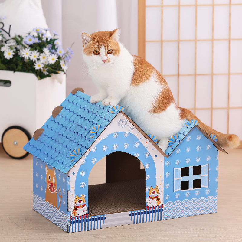 猫抓板窝猫窝一体猫爪板房子别墅瓦楞纸猫抓板特大号纸箱猫窝猫盒图片