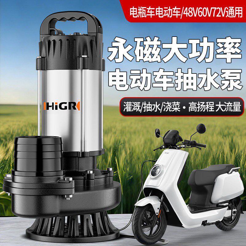 无刷直流潜水泵48v60v72v电动车电瓶车专用抽水机农用灌溉抽水泵