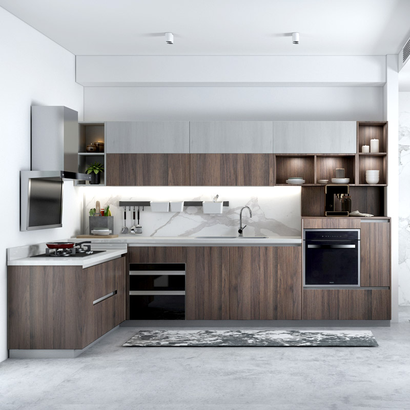 金牌厨柜整体橱柜定制木森活石英石台面厨房厨柜整体组装定做