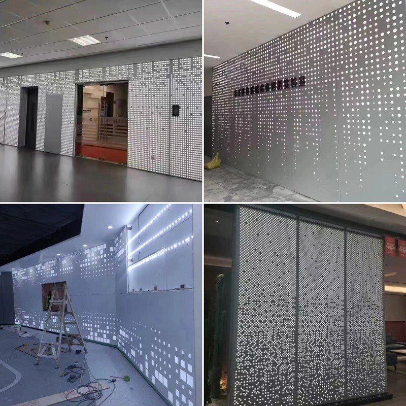 冲孔铝单板前台形象墙展厅背景墙门头穿孔板吊顶雕花镂空铝板定制