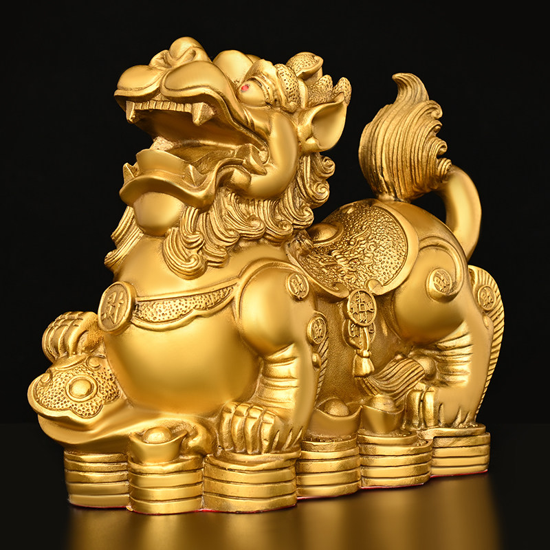 铜貔貅摆件纯铜金钱如意公母貔貅客厅办公室店铺装饰大号元宝皮丘