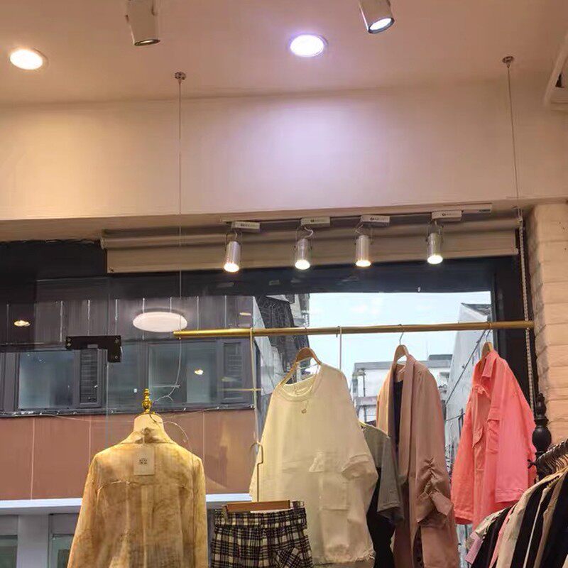 服装店展示架吊架顶悬挂衣架橱窗女装婚纱童装店不锈钢双层吊衣杆
