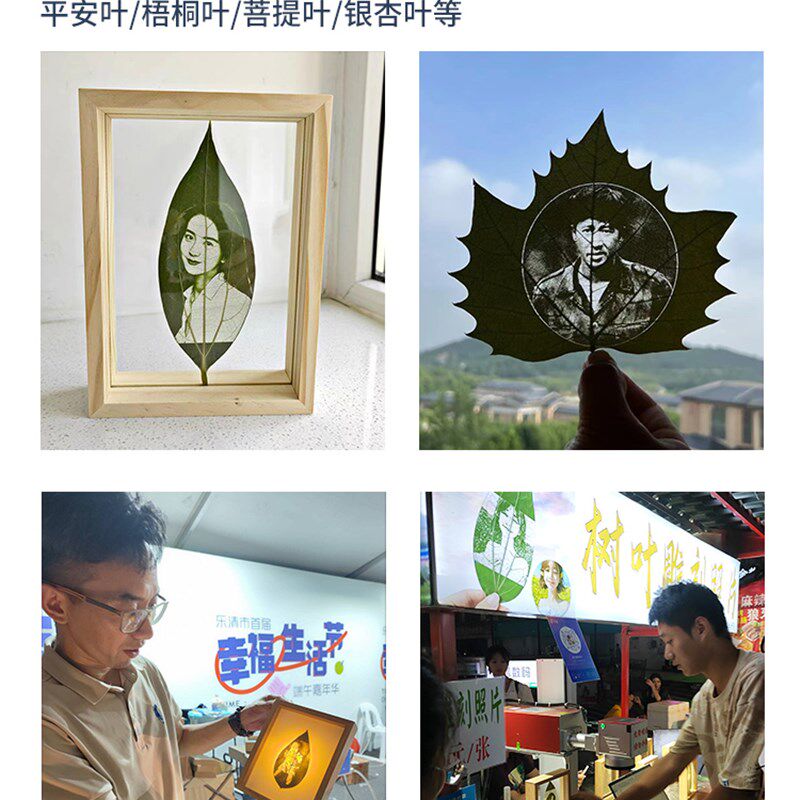汉工树叶激光雕刻机叶雕机树叶打印照片机器刻画可乐钥匙扣打标机