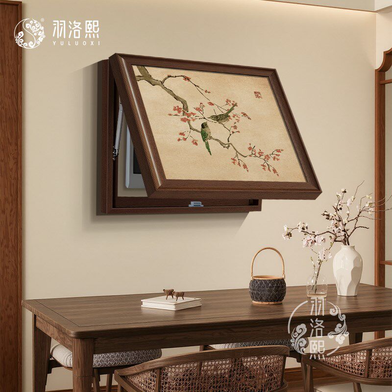 墨竹宋式美学饭厅电表箱装饰画配电箱遮盖画新中式强电箱遮挡挂画
