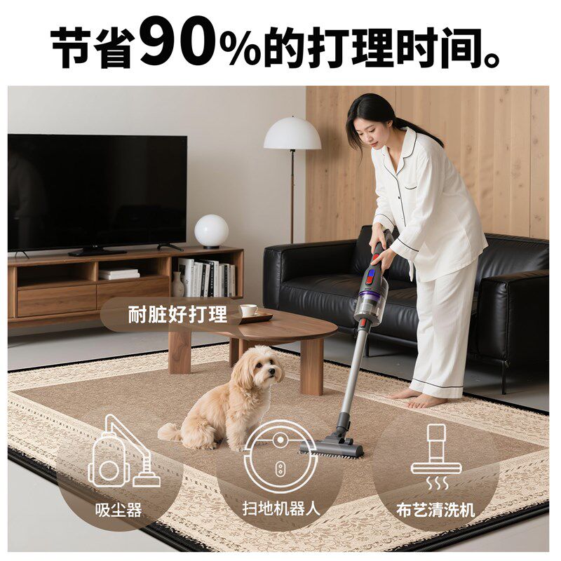 地毯客厅绿色法式复古2025新款中古波斯风防水免洗可擦轻奢高级感