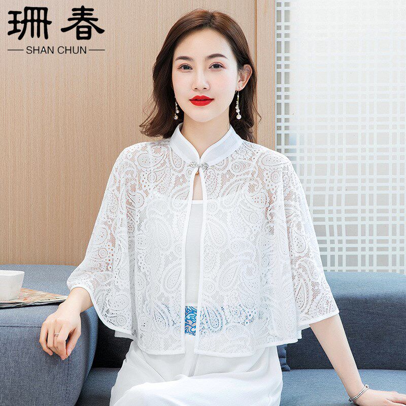 蕾丝小披肩夏季配裙子妈妈披风搭配旗袍外搭开衫婚礼服披肩女薄款