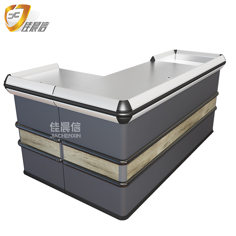 佳晨信超市钢制收银台商超卖场收款台吧台不锈钢铁质收银吧台柜