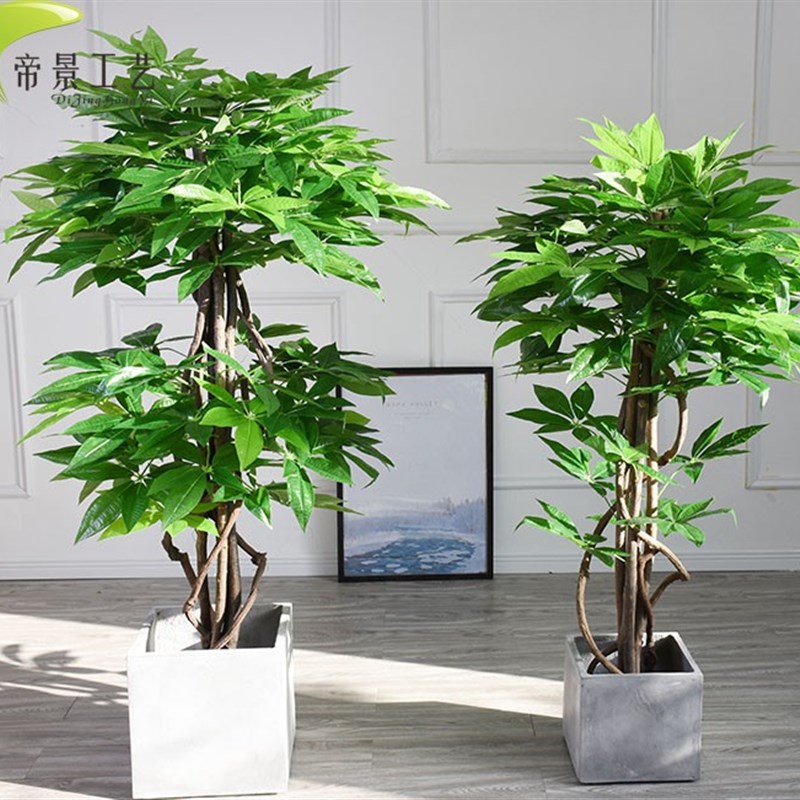仿真发财树盆景真树杆环保人造植物落地家庭布景花卉入户花园招财