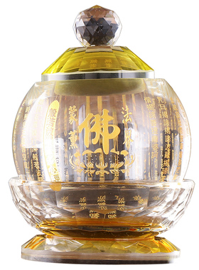 佛堂供杯水晶莲花杯 大悲水供佛圣水杯 新古典风格K9水晶摆件