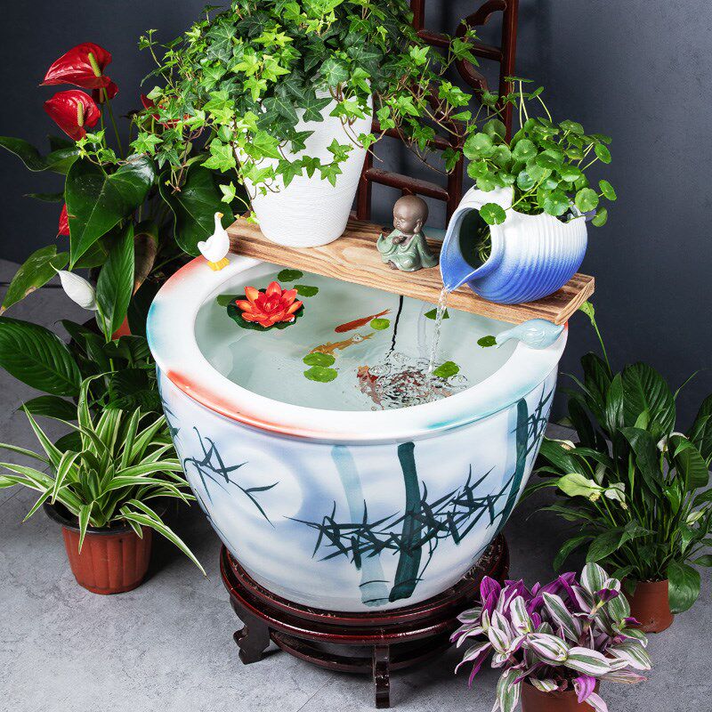 景德镇陶瓷锦鲤金鱼缸特大号庭院门海大型睡莲缸荷花缸老式大水缸