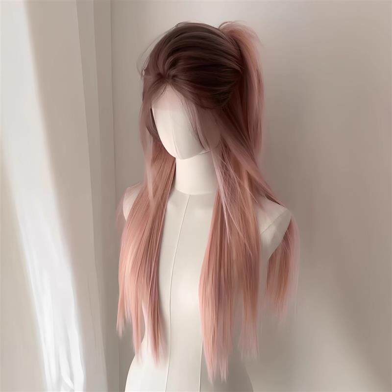 韩式【可露丽风】假发女中分刘海甜酷粉长直发爆清纯可爱风假发套