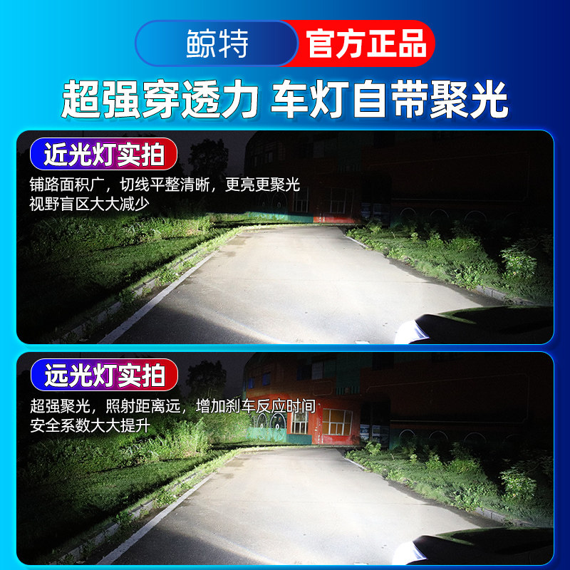 鲸特h7超亮h4远近一体h1带透镜9005近光灯h11灯泡led大灯12 24V