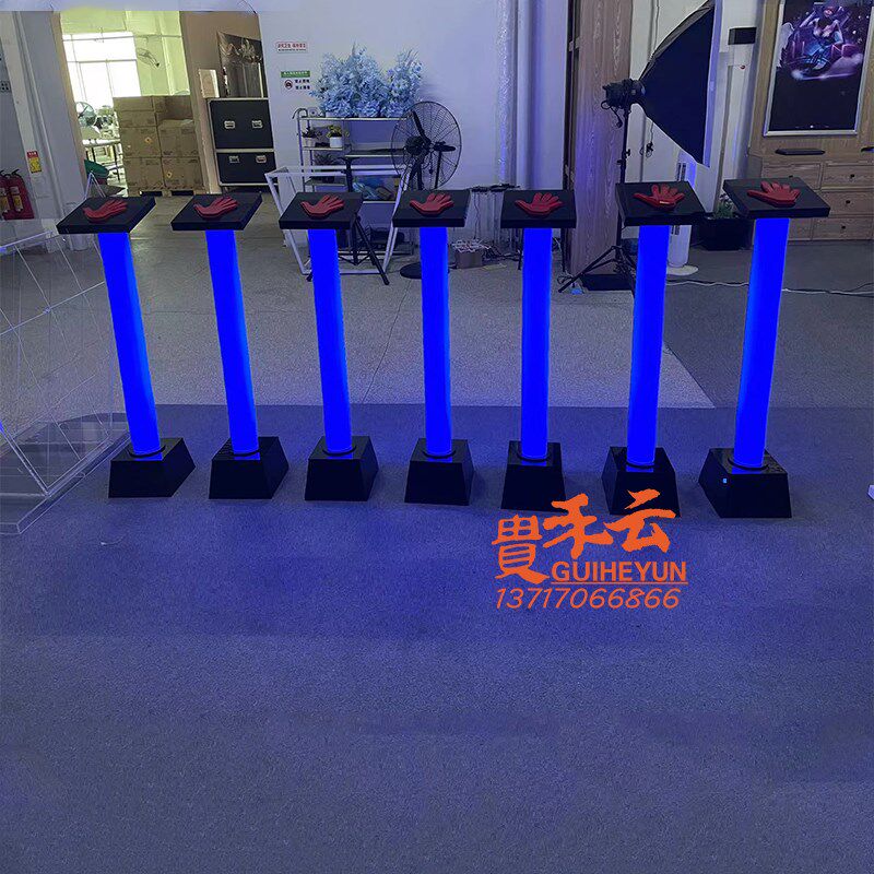 发光柱LED按钮手印启动亚克力仪式台开业庆典道具开幕式立柱租赁