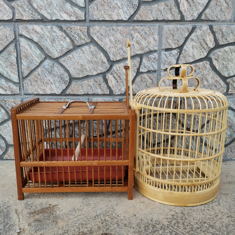 竹制画眉冲凉笼洗澡笼八哥鹩哥专用洗澡鸟笼子大号全套冲凉鸟笼子