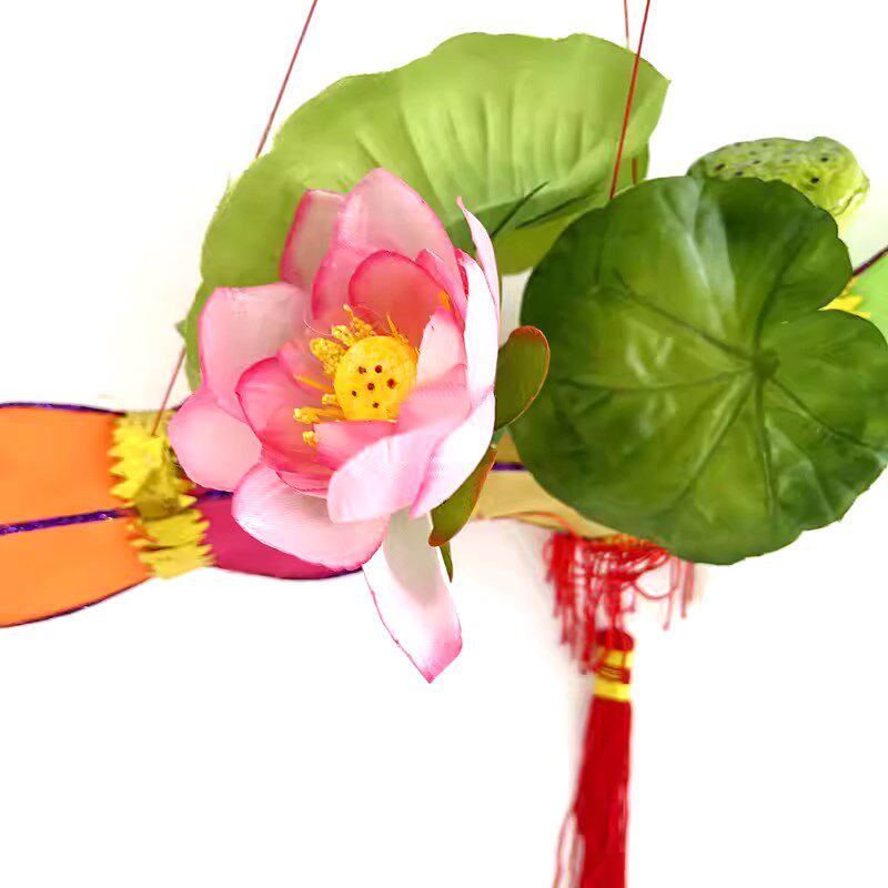 中秋节传统工艺花灯莲藕灯笼灯会手提发光荷花灯儿童礼物铁艺表演