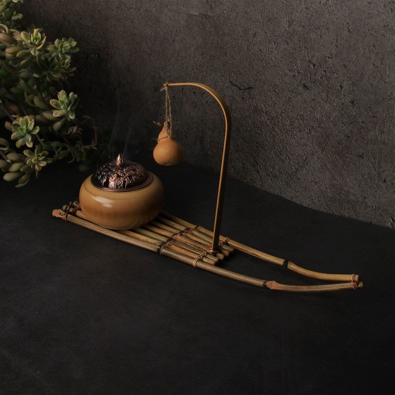 手工竹编竹排葫芦摆件天然桌面装饰茶点盘点心茶托杯垫香炉底座