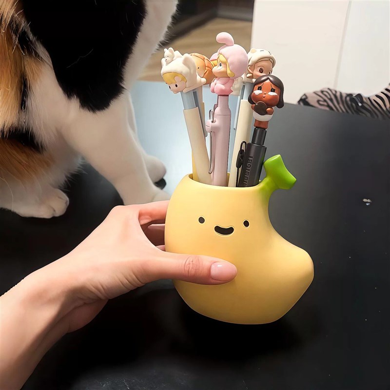 蕉个朋友吧~香蕉笔筒办公室桌面文具收纳盒化妆刷收纳筒装饰摆饰