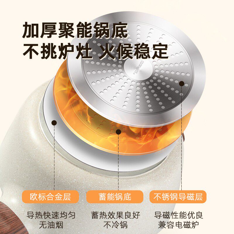麦饭石汤锅家用电磁炉燃气灶通用双耳炖锅煲汤锅大容量不粘锅煮锅