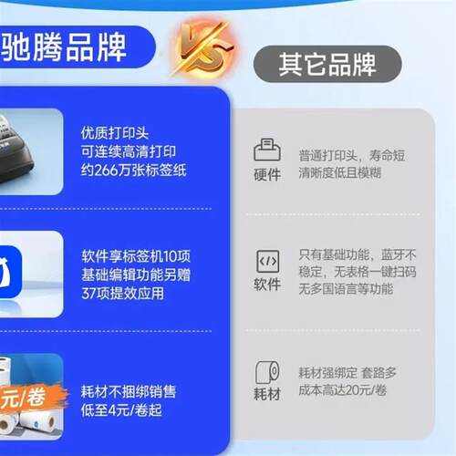 驰腾CT221B标签打印机小型商用服装食品珠宝合格证标签条码打印机
