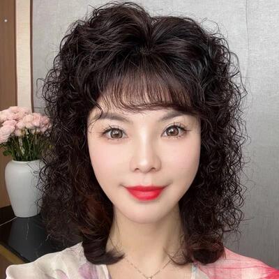 假发女卷发片新款轻薄自然遮白发中老年妈妈羊毛卷头顶补发假发片