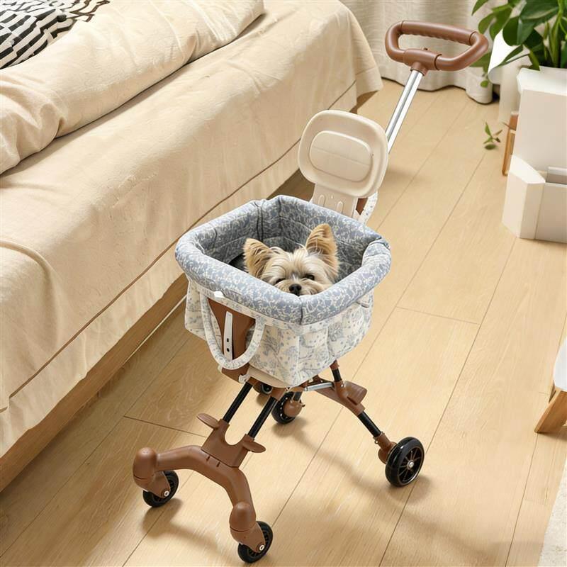 狗狗推车遛狗神器宠物猫咪出行轻便四轮双向手推车可折叠免安装
