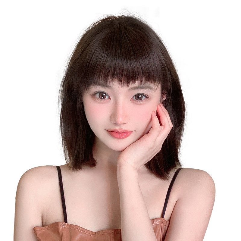 狗啃刘海假发片女自然前额短发眉上齐厚假刘海真发隐形无痕头帘贴