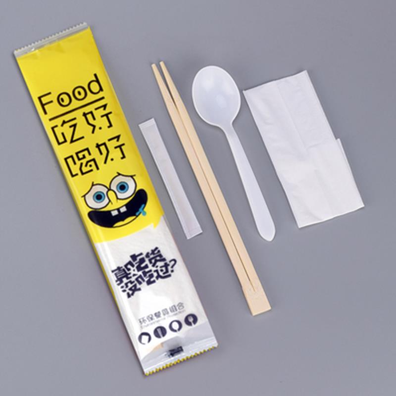 一次性筷子四件套外卖打包饭店专用筷勺子高档餐具四合一套装