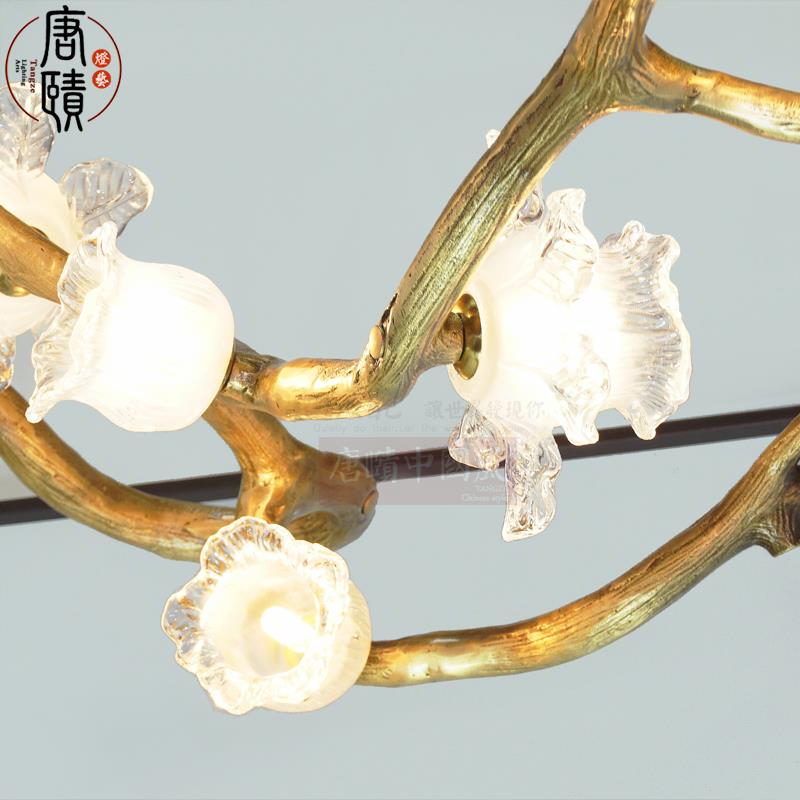 铜艺树枝餐厅吊灯新中式侘寂风禅意茶室餐厅简约设计师创意吊灯具