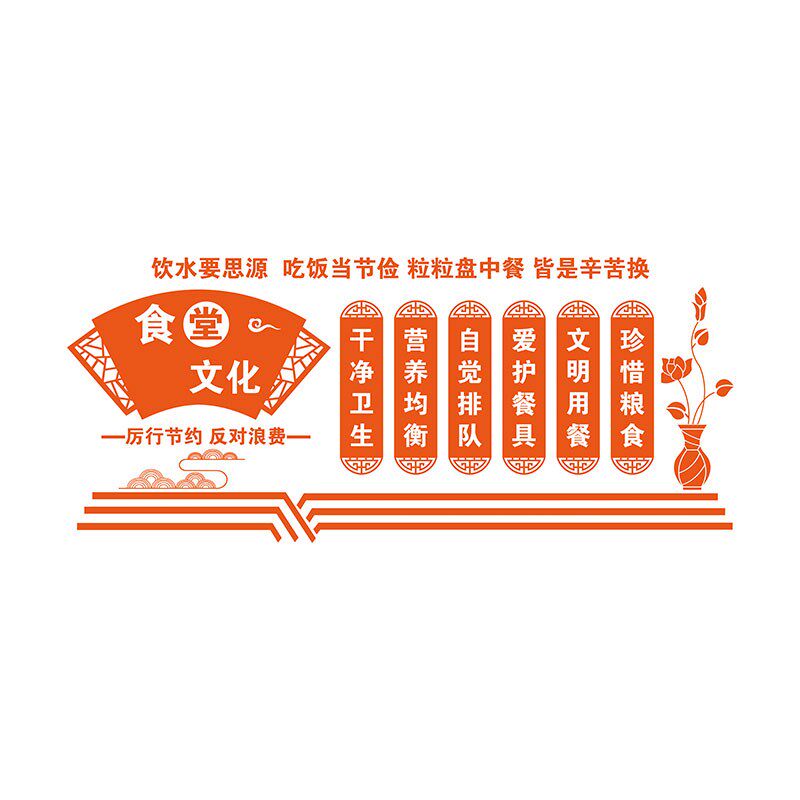 食堂文化墙装饰创意贴文字标语贴墙贴画3D立体亚克力珍惜粮食墙贴